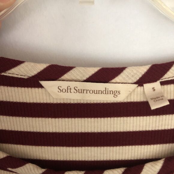 Soft Surroundings Red & White Striped Midi Dress, Asymmetrical Skirt, Size S - Picture 5 of 7